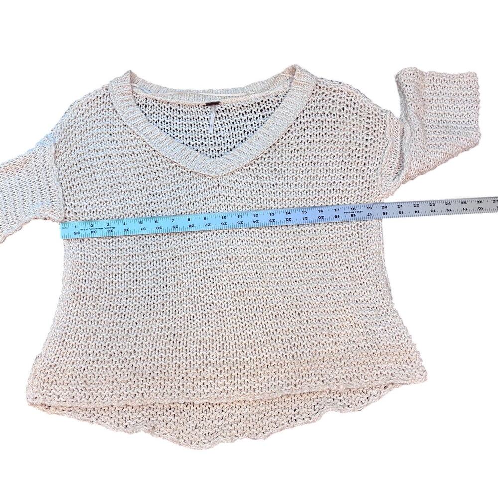 Free People Park Slope Sweater V-Neck 3/4 Sleeve Open-Knit XS - Picture 7 of 8